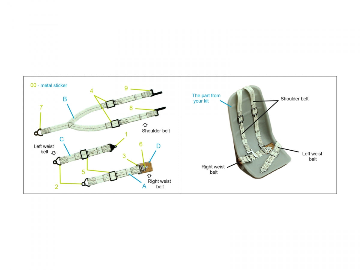 Quinta Studio QR+32034 WWII US fighter seat belts (with metal buckles) (All kits) 1/32 – obrázek 2