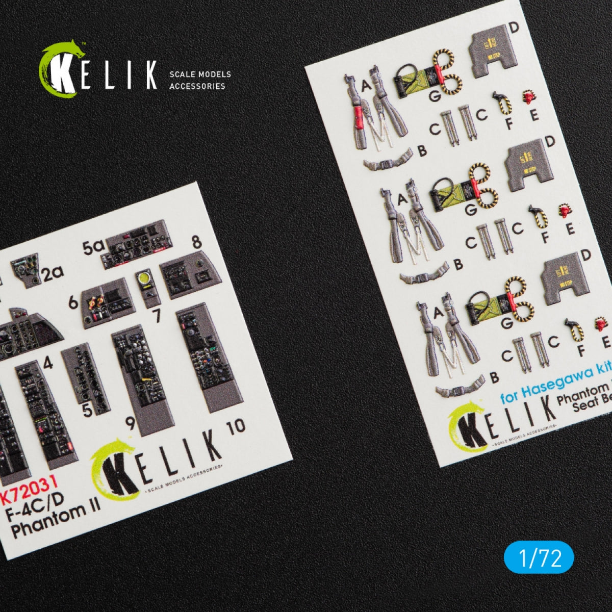 KELIK K72031 F-4(C,D) &amp;quot;PHANTOM II&amp;quot; INTERIOR 3D DECALS FOR HASEGAWA KIT 1/72