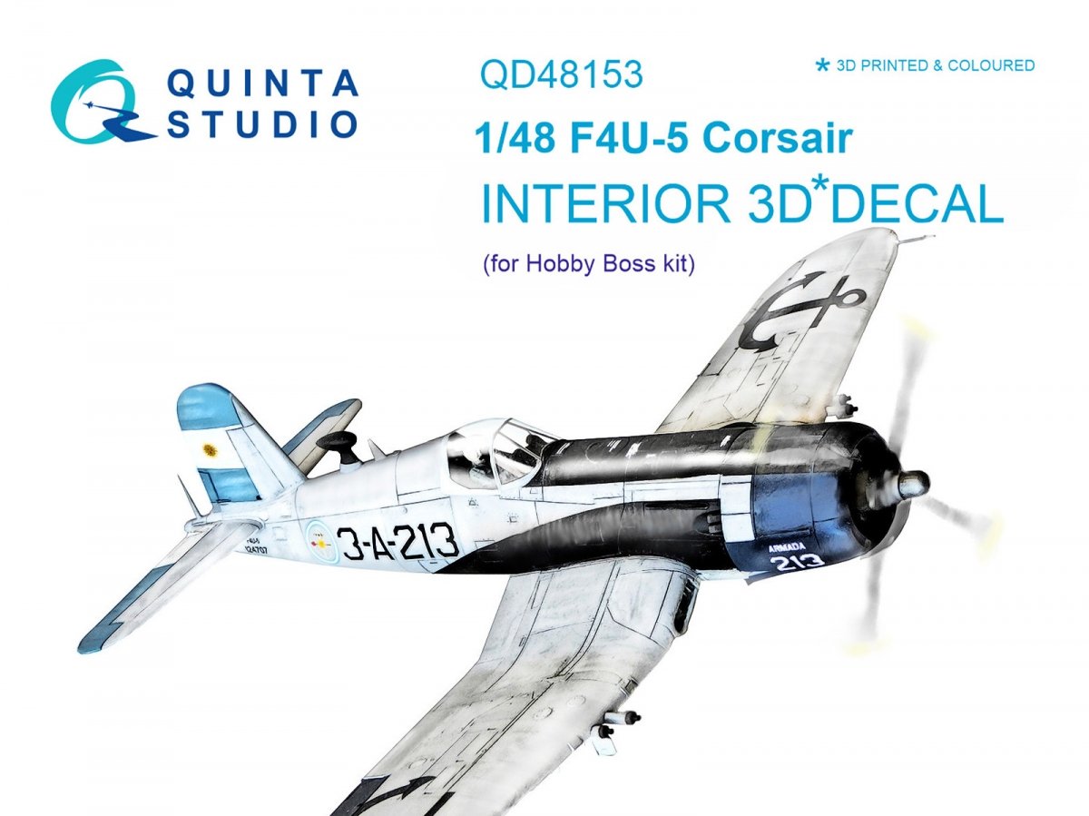 Quinta Studio QD48153 F4U-5 3D-Printed &amp;amp; colored Interior on decal paper (for Hobby Boss kit) 1/48