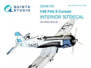 Quinta Studio QD48153 F4U-5 3D-Printed &amp;amp; colored Interior on decal paper (for Hobby Boss kit) 1/48