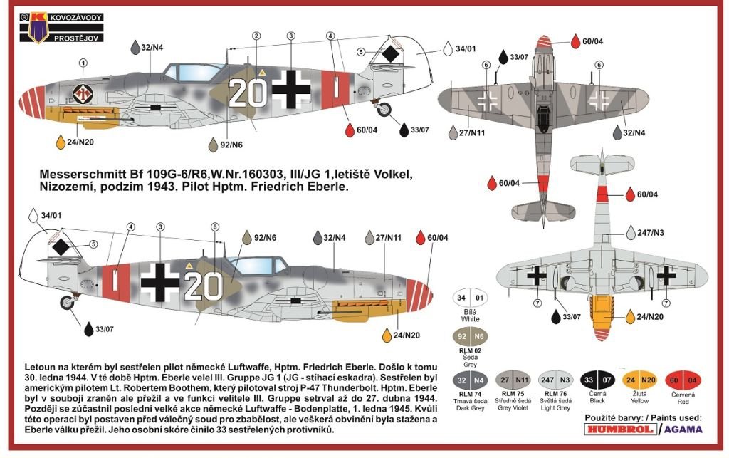 Kovozavody Prostejov CLK0002 MESSERSCHMITT BF 109G-6 1/72 – obrázek 2