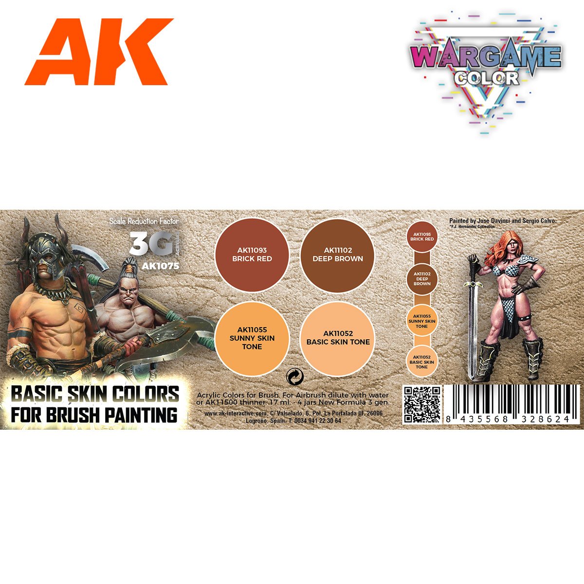 AK Interactive AK1075 WARGAME COLOR SET. BASIC SKIN COLORS. 4x17 ml – zdjęcie 2