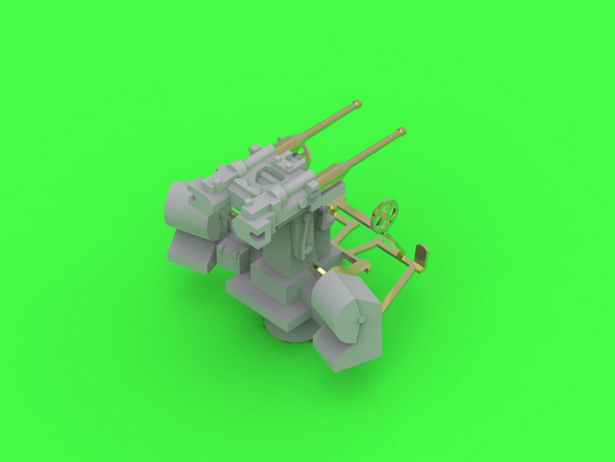 Master SM-350-103 French Twin Gun 37mm/50 (1.46in) Model 1933 – (resin, metal and photo-etched parts) – (4 pcs.) (1/350) – obrázek 2