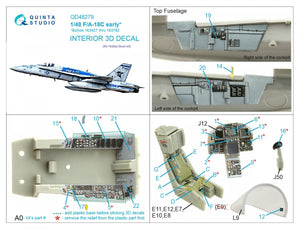Quinta Studio QD48279 F/A-18C early 3D-Printed &amp;amp; colored Interior on decal paper (HobbyBoss) 1/48 – immagine 2