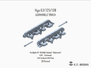 ET Model P35-005 WWII German TIGER I Initial Workable Track &amp;quot;Mirrored&amp;quot; (3D Printed) 1/35