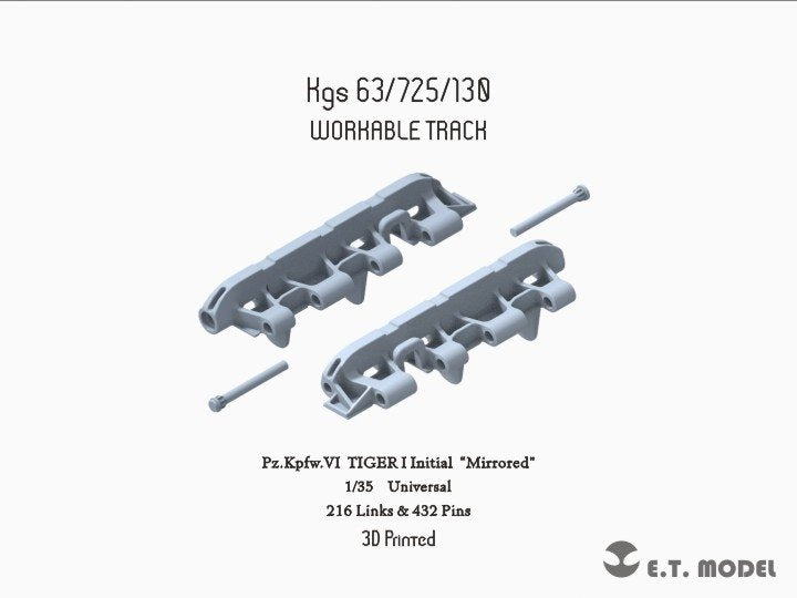 ET Model P35-005 WWII German TIGER I Initial Workable Track &amp;quot;Mirrored&amp;quot; (3D Printed) 1/35