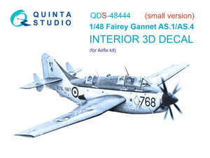 Quinta Studio QDS-48444 Fairey Gannet AS.1_AS.4 3D-Printed colored Interior on decal paper (Airfix) (Small version) 1/48