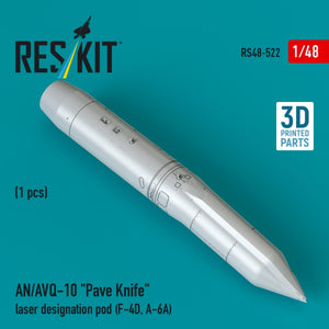 RESKIT RS48-0522 AN/AVQ-10 "Pave Knife" laser designation pod (1 pcs) (F-4D, A-6A) (3D Printed) 1/48