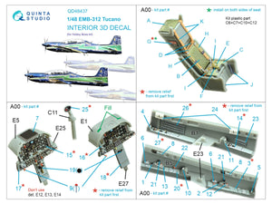 Quinta Studio QD48437 EMB-312 Tucano 3D-Printed colored Interior on decal paper (Hobby Boss) 1/48 – obrázek 2