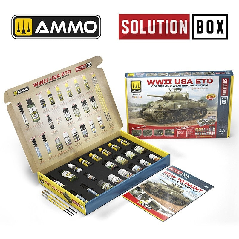 AMMO by Mig Jimenez 7728 SOLUTION BOX 22 – WWII USA ETO. Colors and Weathering System – immagine 2