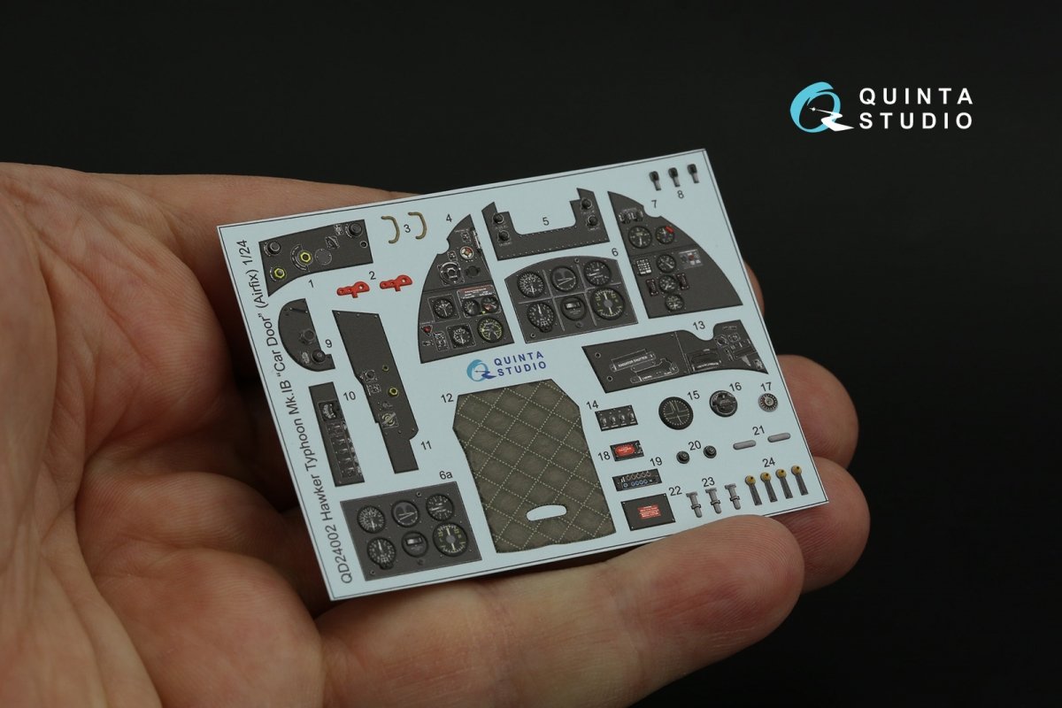 Quinta Studio QD24002 Hawker Typhoon (Car Door) 3D-Printed &amp;amp; colored Interior on decal paper (Airfix) 1/24 – Bild 7
