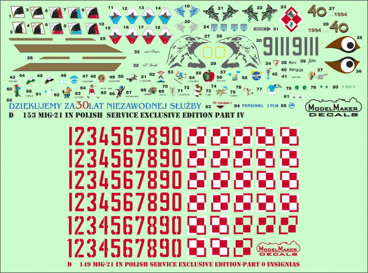 ModelMaker Decals D48153 MiG-21 in Polish service exclusive edition part IV 1/48 – Bild 7