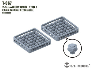 ET Model T-067 2.5mm Hex Rivet (70 pieces) (rivets)