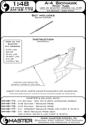 Master AM-48-179 A-4 Skyhawk - Pitot tube on vertical stabilizer (used on selected versions e.g. A-4M, OA-4M, TA-4J) 1/48 – immagine 4