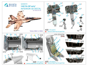 Quinta Studio QD48374 F/A-18F early 3D-Printed &amp;amp; colored Interior on decal paper (Hobby Boss) 1/48 – Bild 2