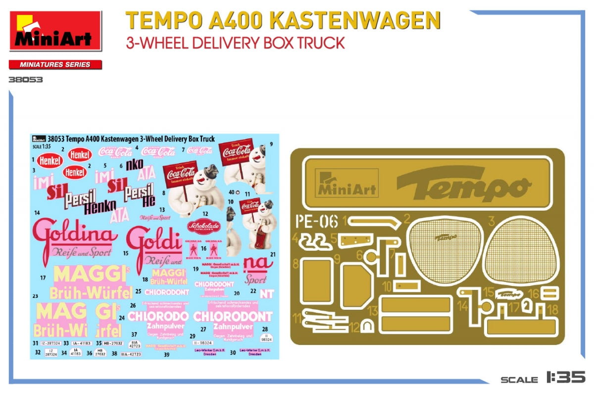 MiniArt 38053 TEMPO A400 KASTENWAGEN 3-WHEEL DELIVERY BOX TRUCK 1/35 – image 2