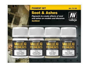 Vallejo 73193 Pigment Set Soot &amp;amp; Ashes 4x35ml