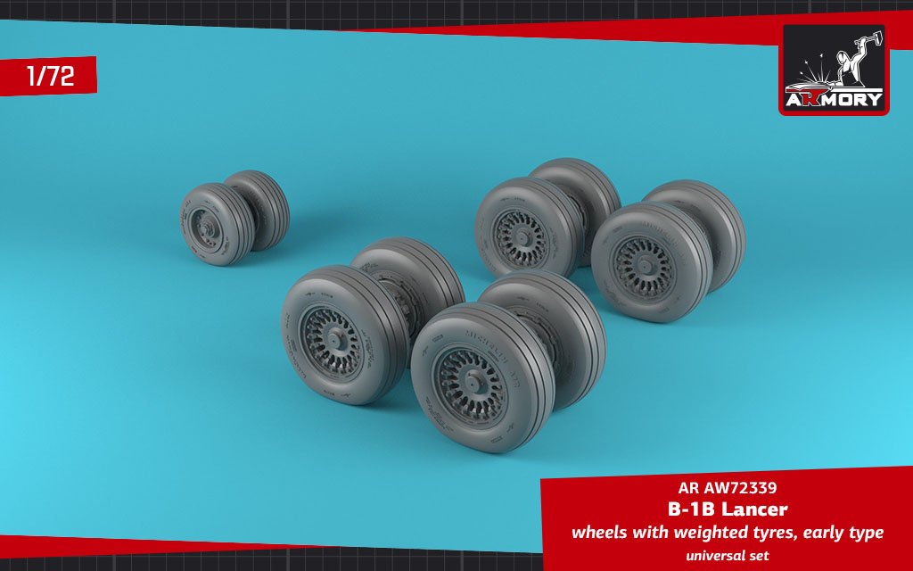 Armory Models AW72339 B-1B Lancer wheels w/ weighted tires, early 1/72 – obrázek 2