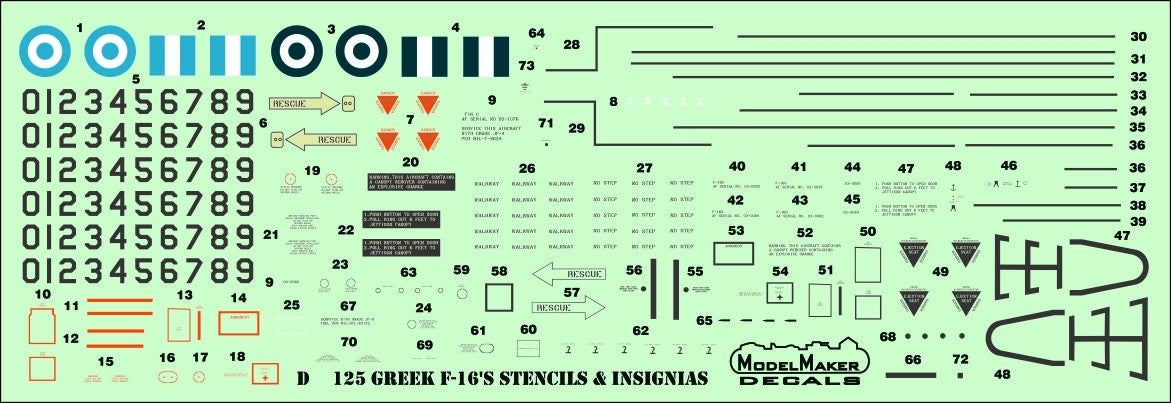 ModelMaker Decals D48162 Greek F-16 341 Mira 45000 Hours 1/48 – imagen 3