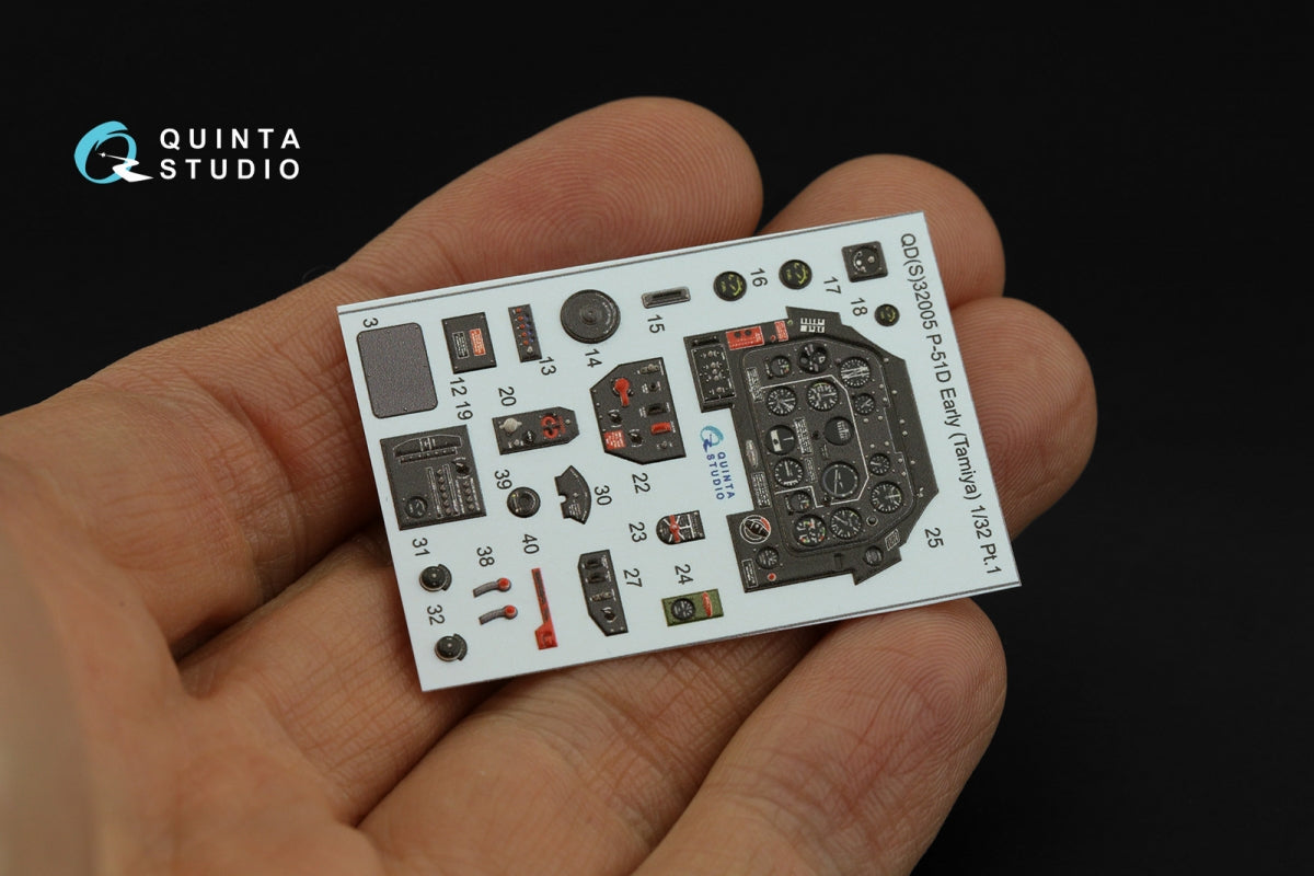 Quinta Studio QDS-32005 P-51D (Early) 3D-Printed colored Interior on decal paper (Tamiya) (small version) 1/32 – Bild 3