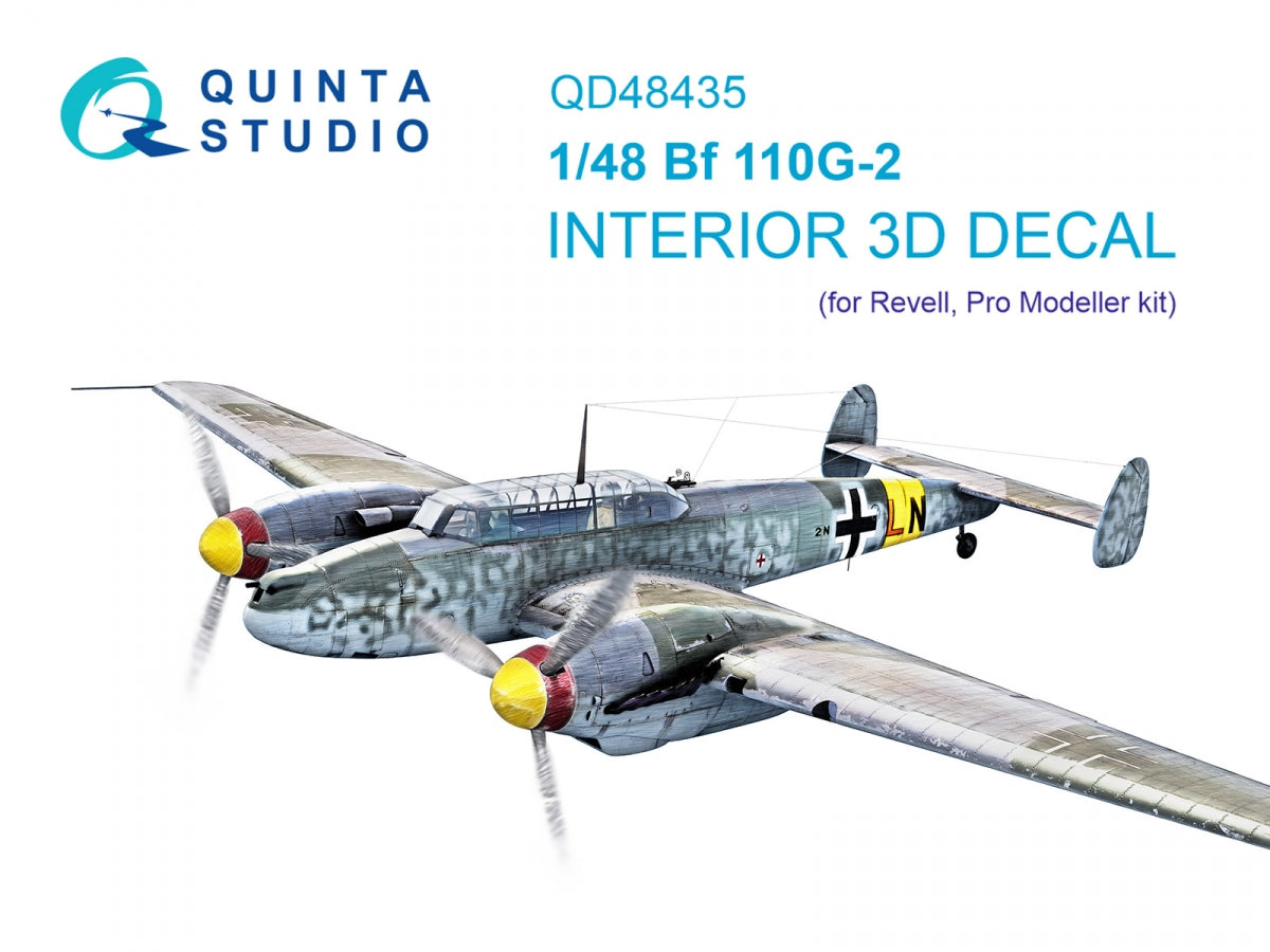 Quinta Studio QD48435 Bf 110G-2 3D-Printed colored Interior on decal paper (Revell) 1/48