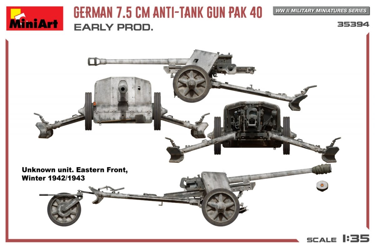 MiniArt 35394 GERMAN 7.5CM ANTI-TANK GUN PAK 40. EARLY PROD 1/35 – imagen 11