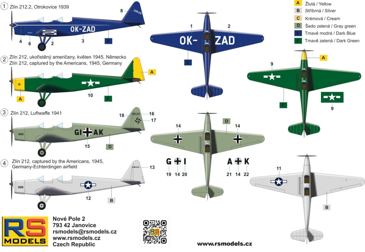 RS Models 92304 Zlin Z-XII Vol. Sports Aircraft 1/72 – image 2