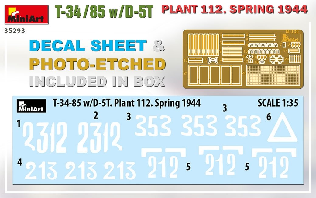 MiniArt 35293 T-34/85 w/D-5T PLANT 112. SPRING 1944 1/35 – obrázek 2