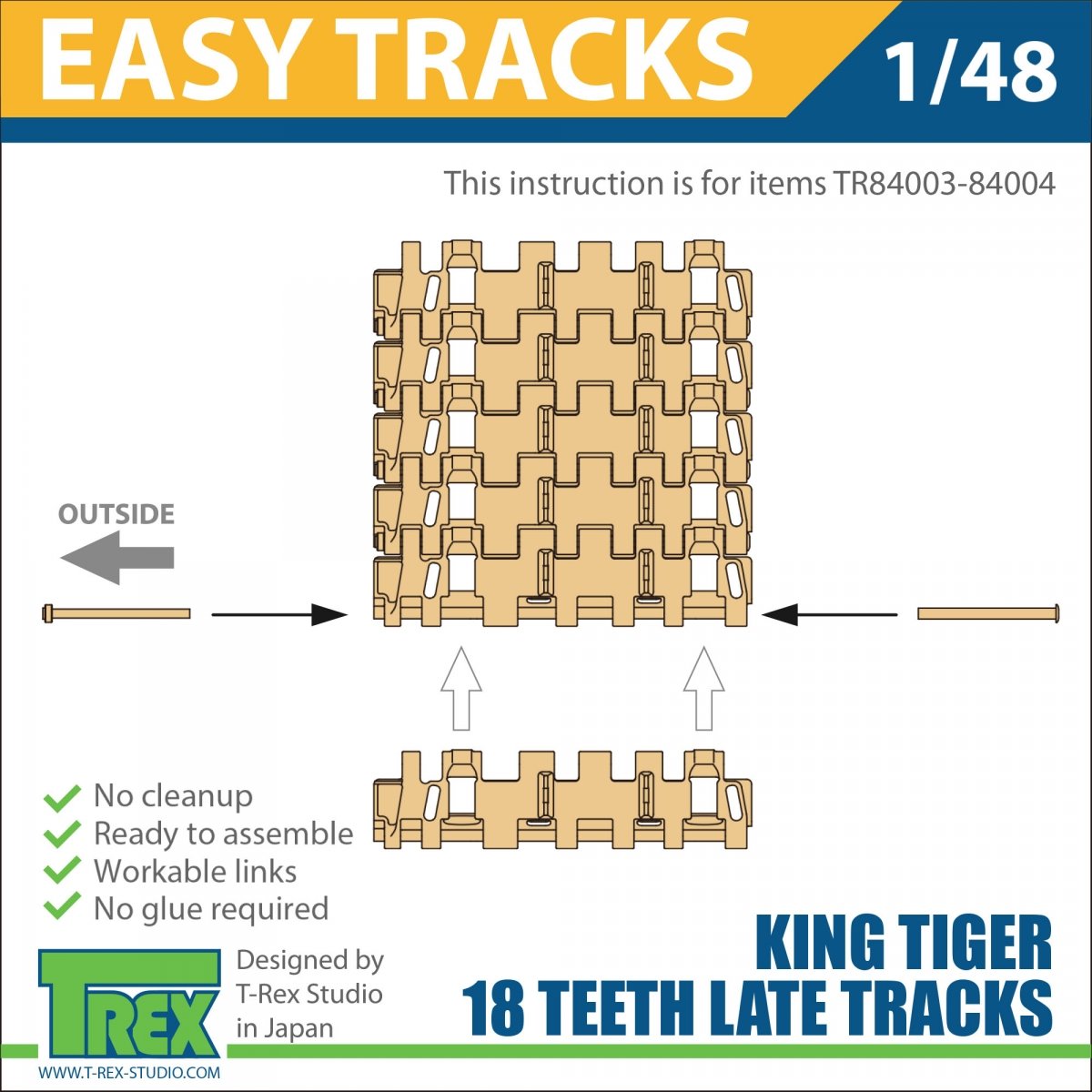T-Rex Studio TR84004 King Tiger Late 18 Teeth Tracks Mirror Version w/ Sprockets 1/48 – image 5
