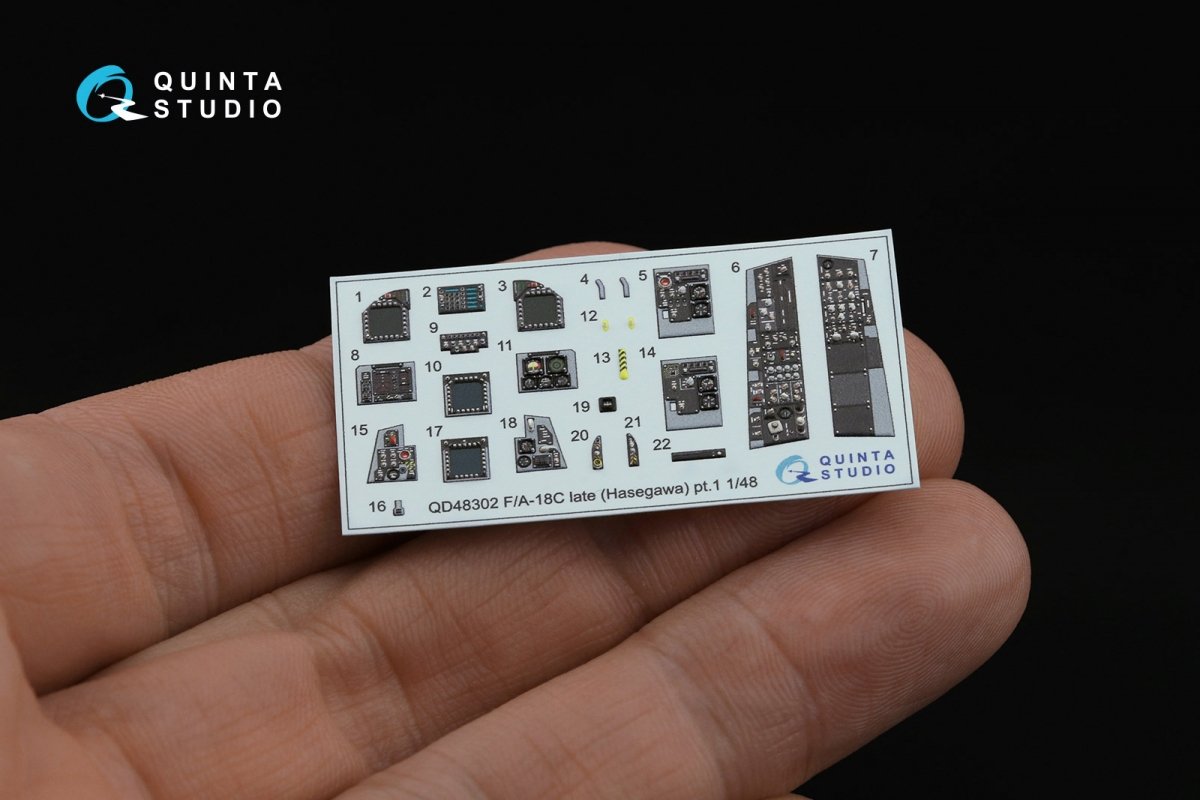 Quinta Studio QDS-48302 F/A-18C late 3D-Printed &amp;amp; colored Interior on decal paper (Hasegawa) (Small version) 1/48 – image 5