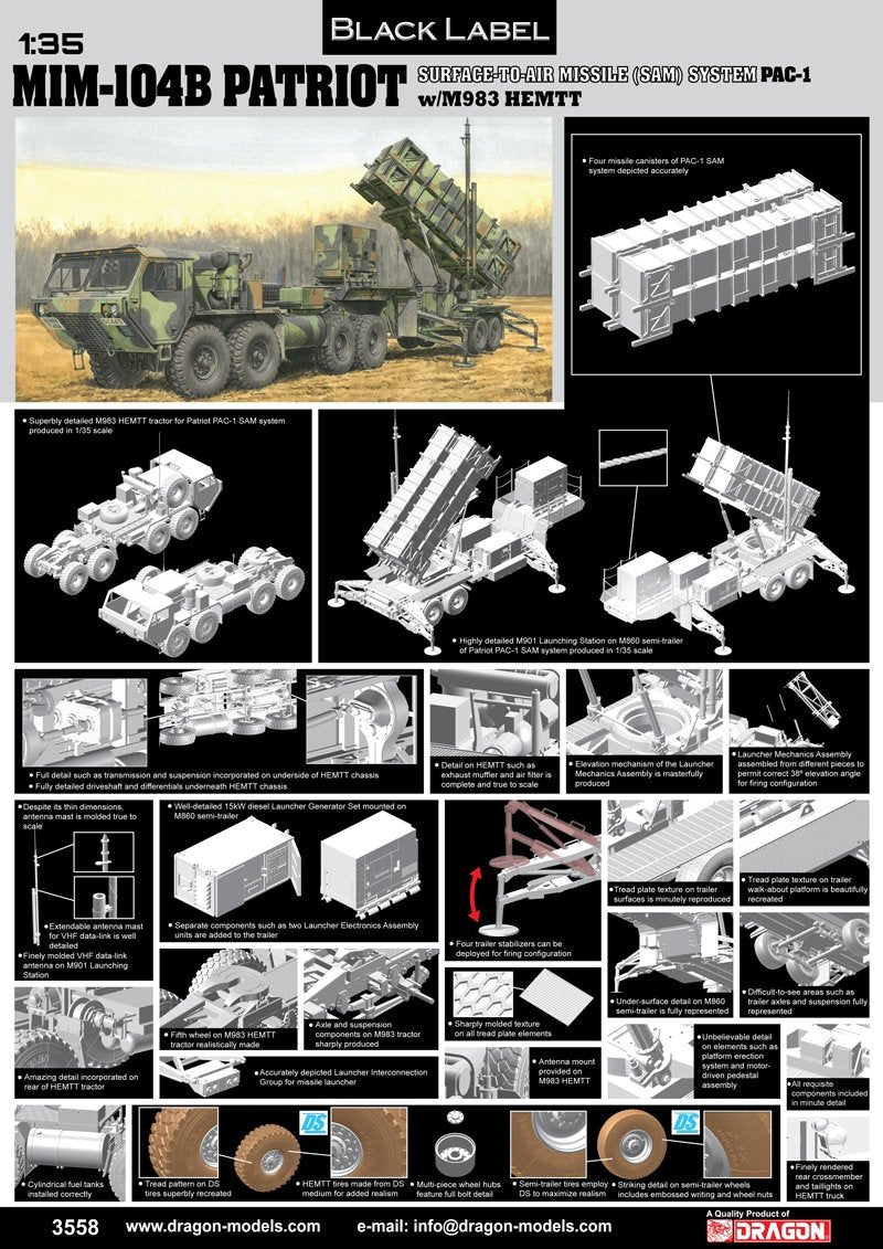 Dragon 3558 MIM-104B Patriot Surface-To-Air Missile (SAM) System (PAC-1) w/M983 HEMTT 1/35 – image 4