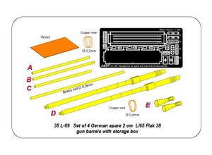 Aber 35L-089 Set of 2 German 2cm L/65 gun barrel for Flak 38 with storage box 1/35 – Bild 14