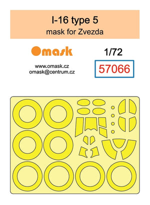 Omask 57066 I-16 type 5 mask (for Zvezda) yellow masking tape 1/72