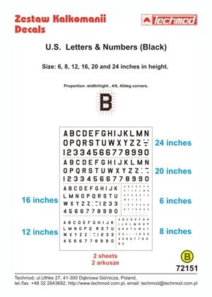Techmod 72151 - US Letters &amp;amp; Numbers (Black) (1/72)