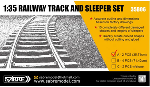 Saber 35B06-A Railway Track &amp;amp; Sleeper Set (2 x 35.71 cm) 1/35