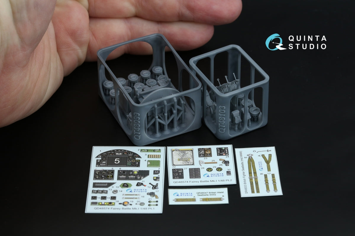 Quinta Studio QD+48574 Fairey Battle Mk.I 3D-Printed &amp;amp; colored Interior on decal paper (Trumpeter) (with 3D-printed resin parts) 1/48 – obrázek 2