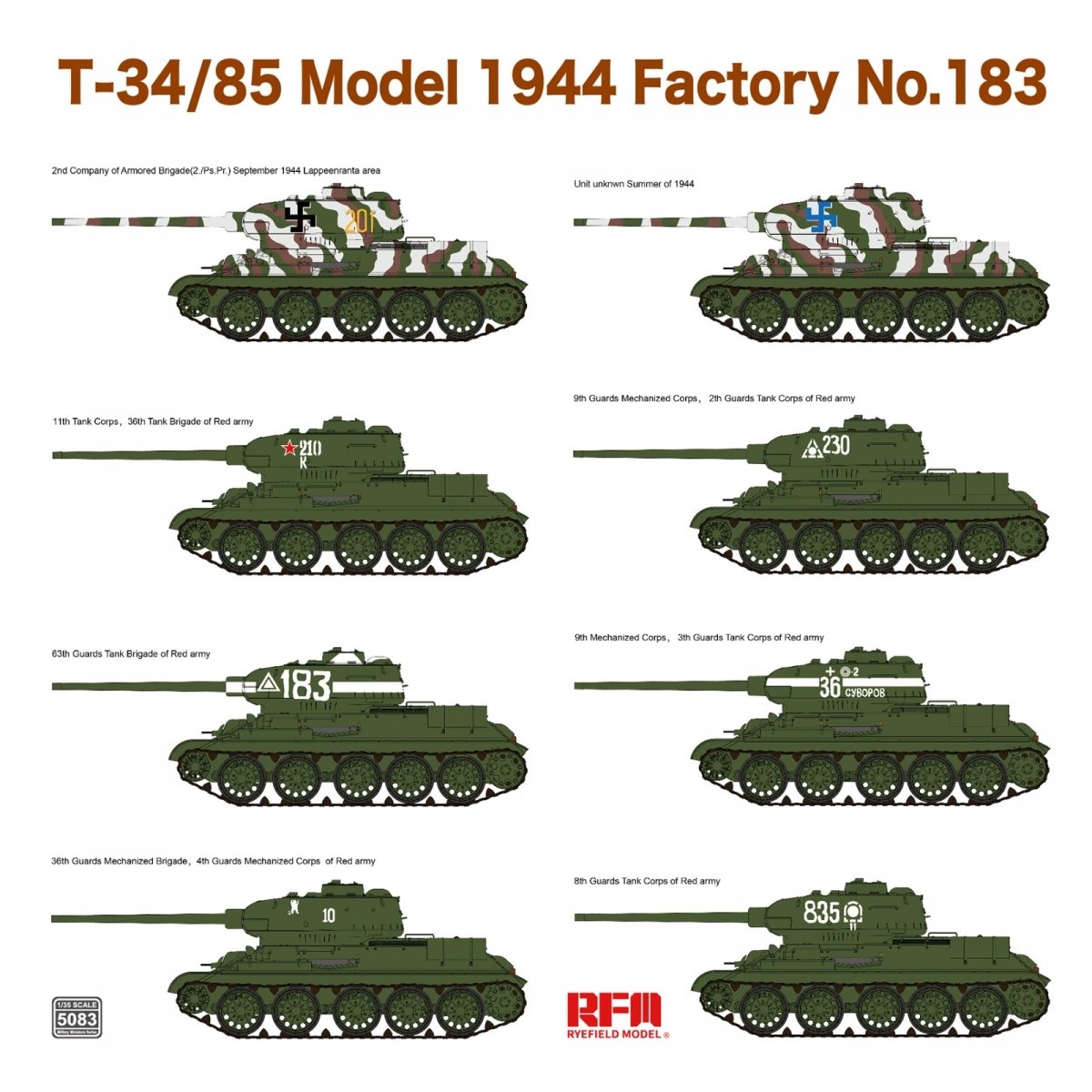 Rye Field Model 5083 T-34/85 Model 1944 Factory No.183 1/35 – Bild 4