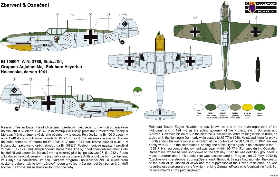 Kovozavody Prostejov CLK0007 Bf 109E-7 Reinhard Heydrich 1/72 – zdjęcie 2