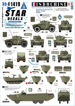 Star Decals 35-C1419 Indochine 6. Armored cars and Amphibians. Coventry armored car Mk I, DUKW; M29C Crabe/Weasel 1/35