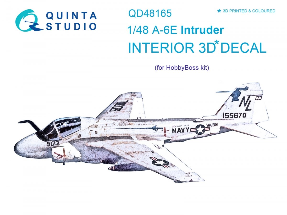 Quinta Studio QD48165 A-6E Intruder 3D-Printed &amp;amp; colored Interior on decal paper (for HobbyBoss kit) 1/48