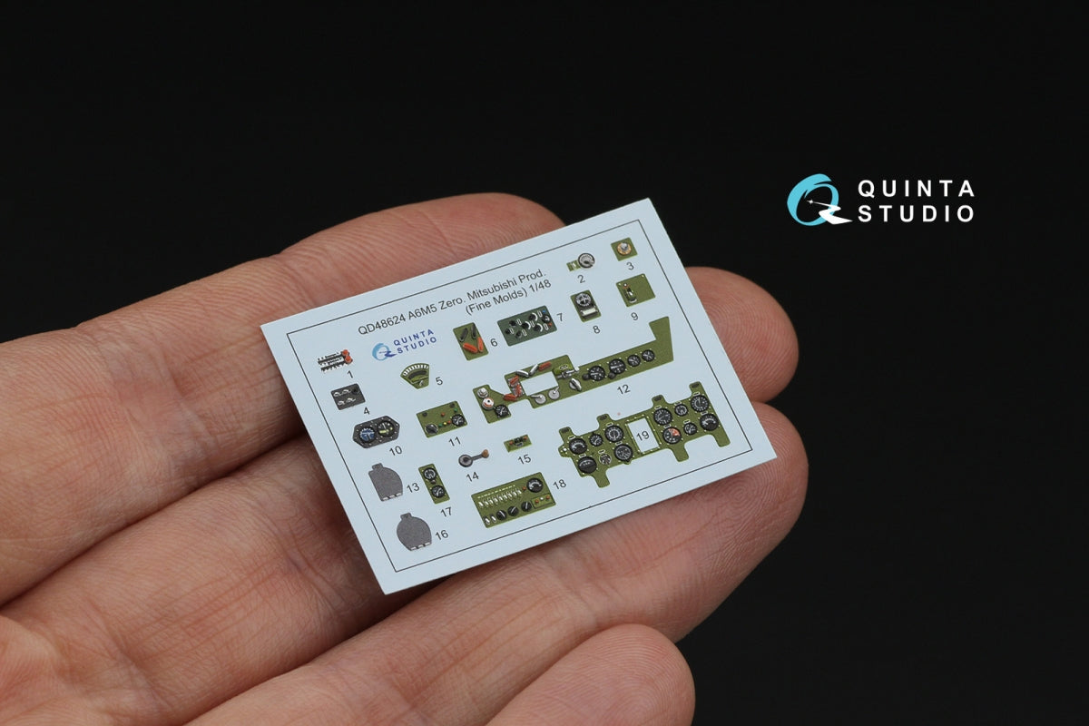 Quinta Studio QD48624 A6M5 Zero, Mitsubishi Prod. 3D-Printed &amp; coloured Interior on decal paper (Fine Molds) 1/48