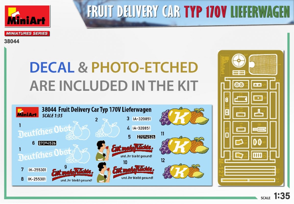 MiniArt 38044 FRUIT DELIVERY VAN TYP 170V LIEFERWAGEN 1/35 – immagine 2