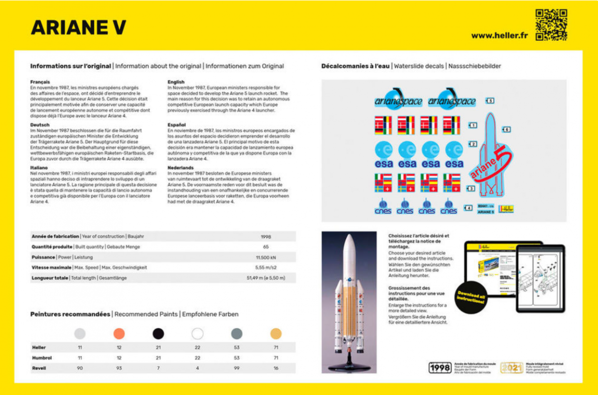Heller 56441 STARTER KIT Ariane 5 1/125 – obrázek 2