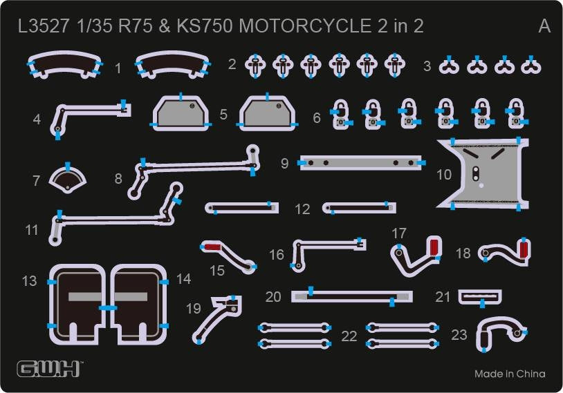 Great Wall Hobby L3527 WWII German Motorcycle R75 &amp;amp; KS750 2 in 2 1/35 – imagen 3