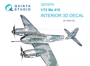 Quinta Studio QD72070 Me 410 3D-Printed &amp;amp; colored Interior on decal paper (Italeri) 1/72