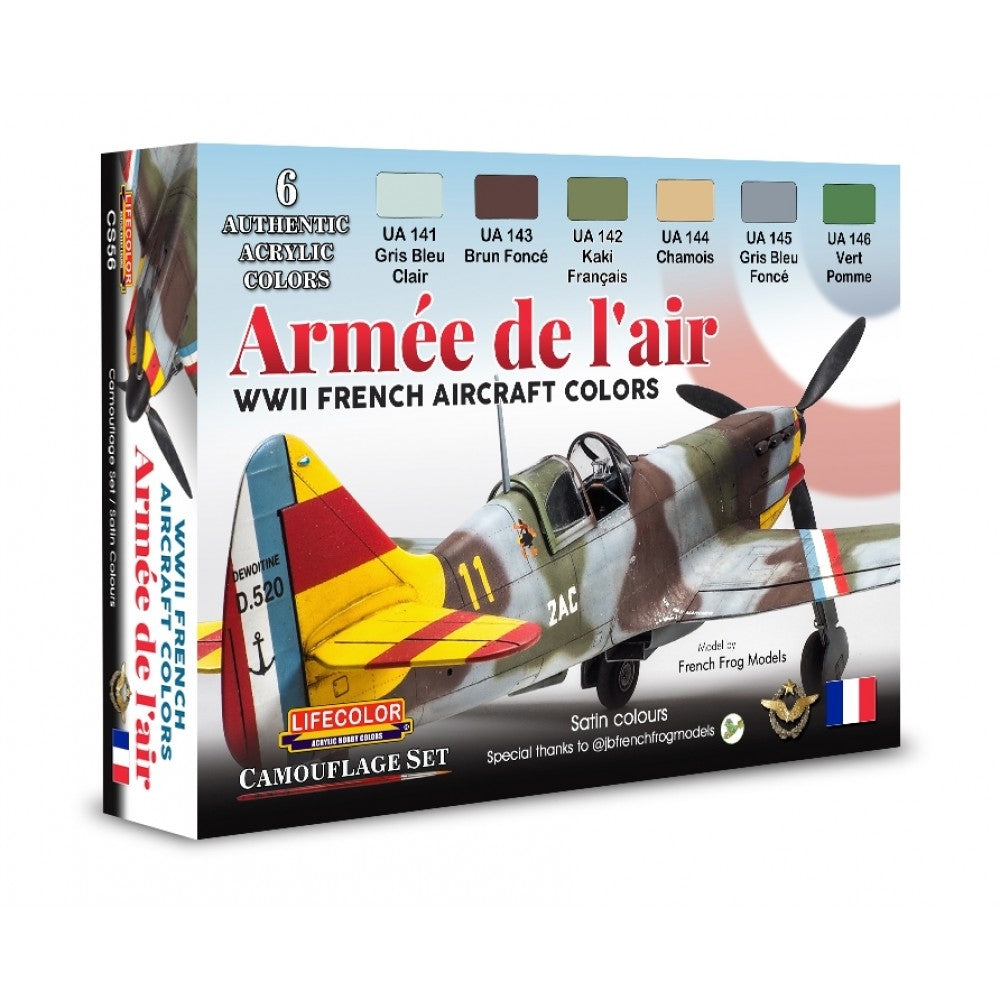 Lifecolor CS56 Acrylic paint set French Aircraft Armée de l&amp;#39;air WWII colors 6x22ml