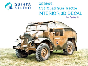 Quinta Studio QD35093 Quad Gun Tractor 3D-Printed &amp;amp; colored Interior on decal paper (Tamiya) 1/35