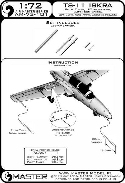 Master AM-72-101 TS-11 Iskra - Pilot Tubes and 23mm gun barrel 1/72 – obrázek 3