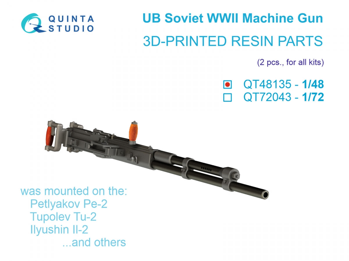 Quinta Studio QT48135 UB Machine Gun (Soviet, WWII), 2 pcs (for all kits) 1/48
