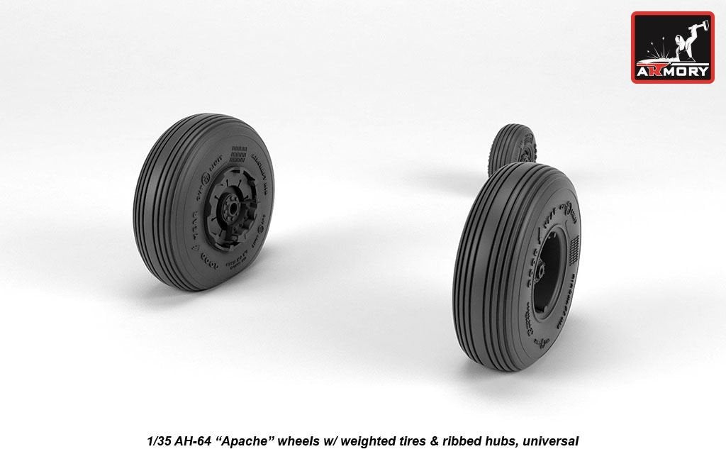 Armory Models AW35305 AH-64 Apache wheels w/ weighted tires, ribbed hubs 1/35 – obrázek 4